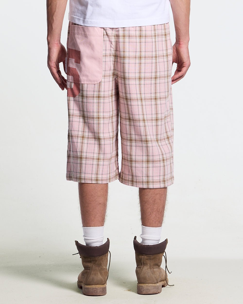 DINING CHECK JORTS PINK - Cold Culture