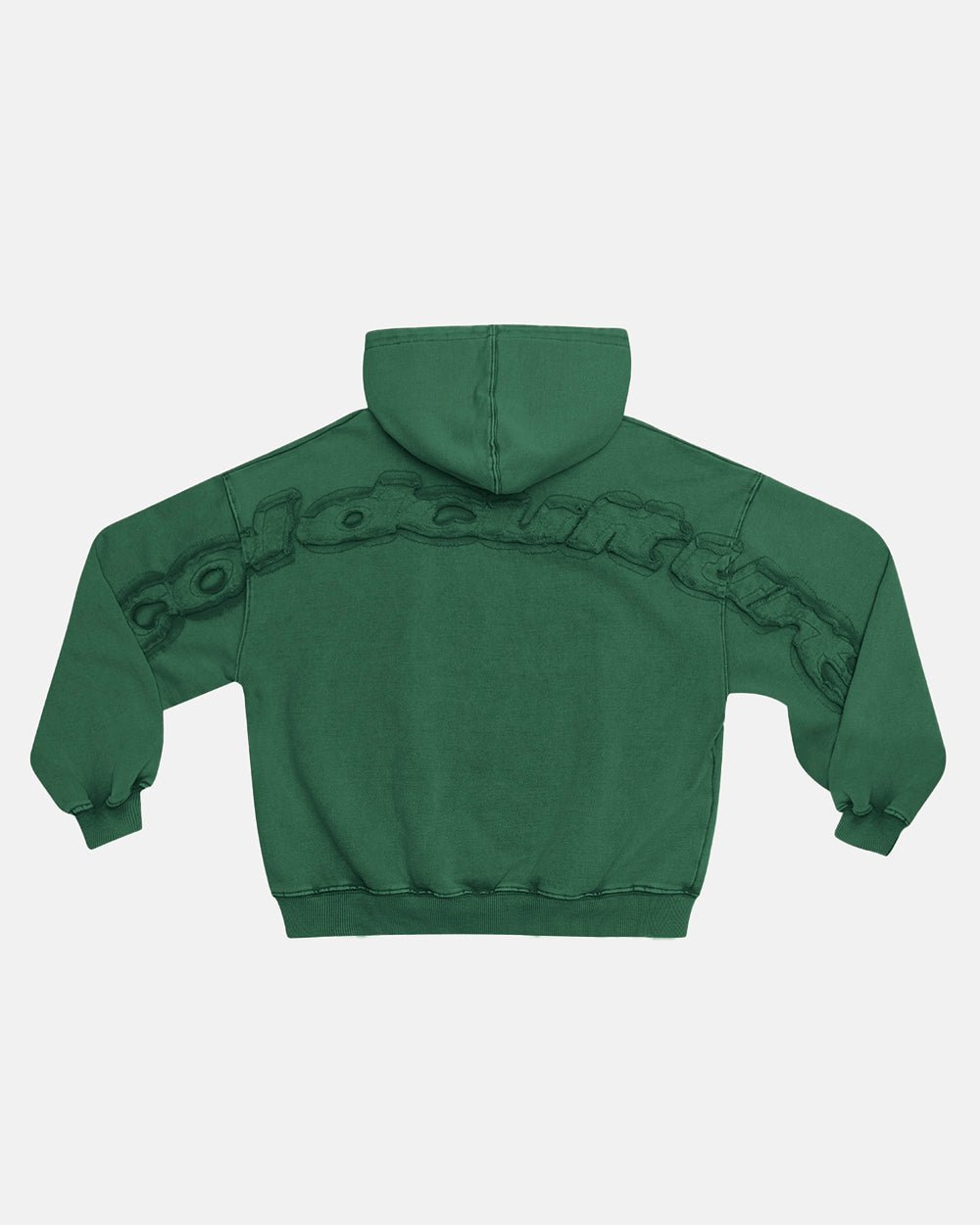 DISTRESS CURVED HOODIE GREEN - Cold Culture