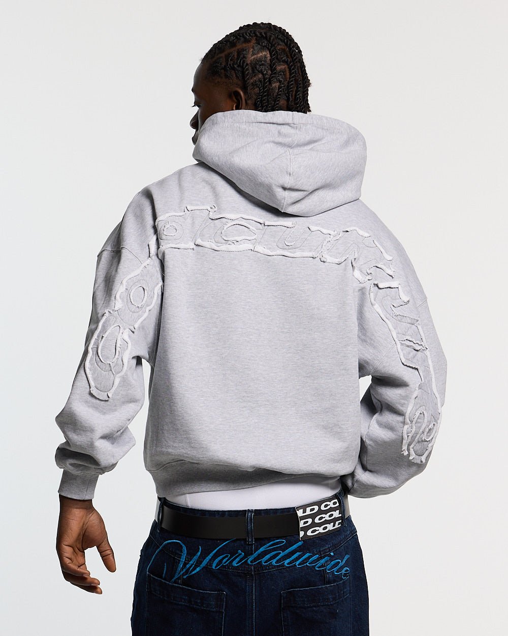 DISTRESS CURVED HOODIE LIGHT GREY - Cold Culture #man