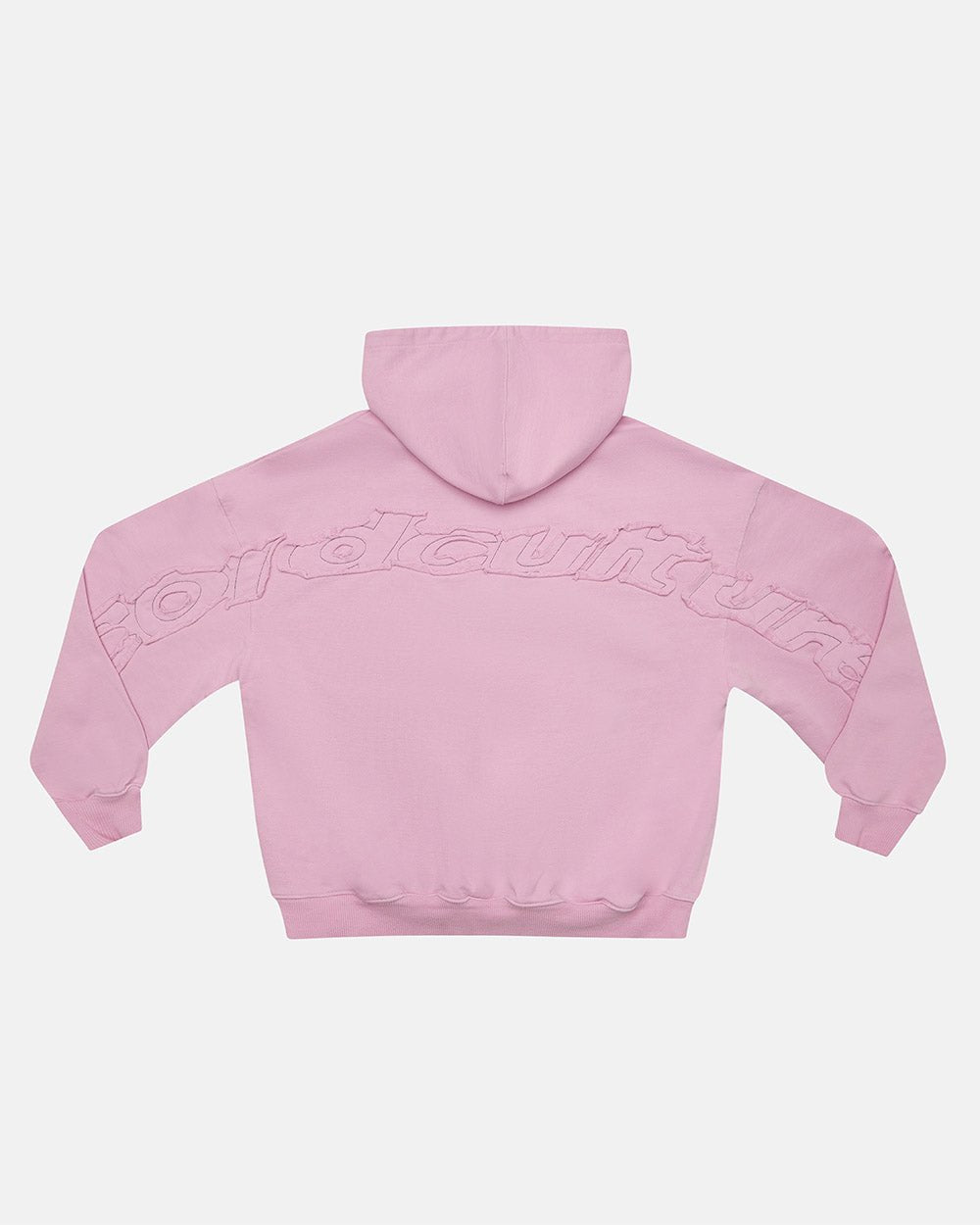 DISTRESS CURVED HOODIE PINK