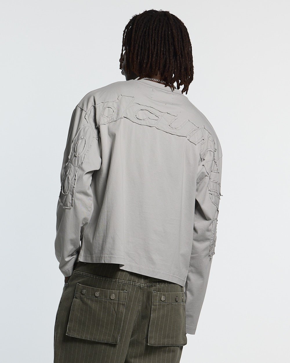 DISTRESS CURVED LONGSLEEVE DARK GREY - Cold Culture