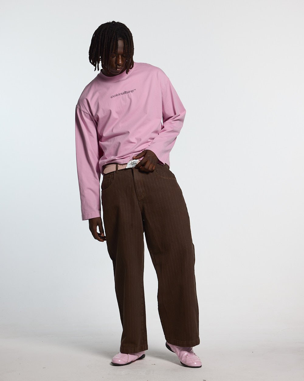 DISTRESS CURVED LONGSLEEVE PINK - Cold Culture