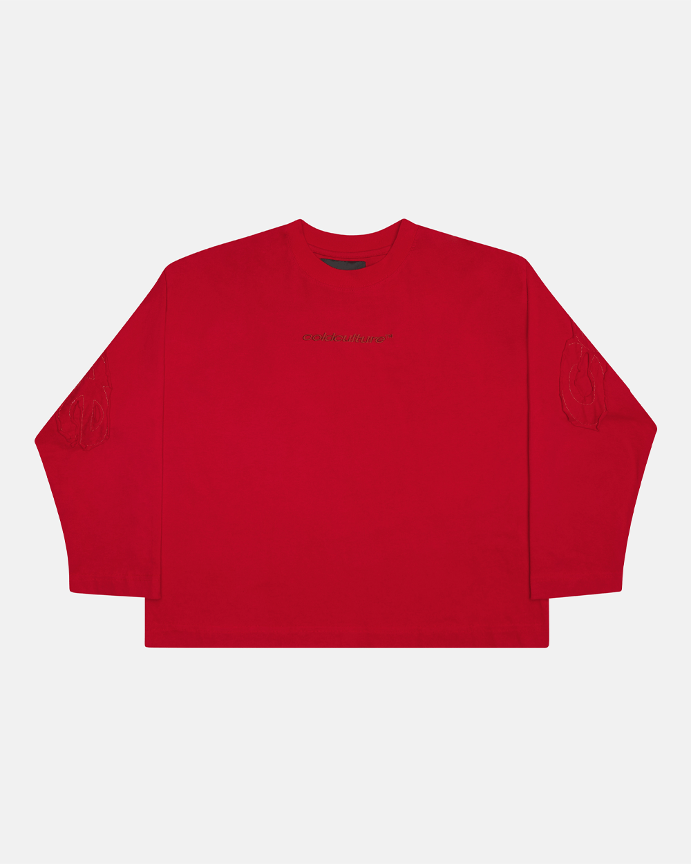 DISTRESS CURVED LONGSLEEVE RED - Cold Culture