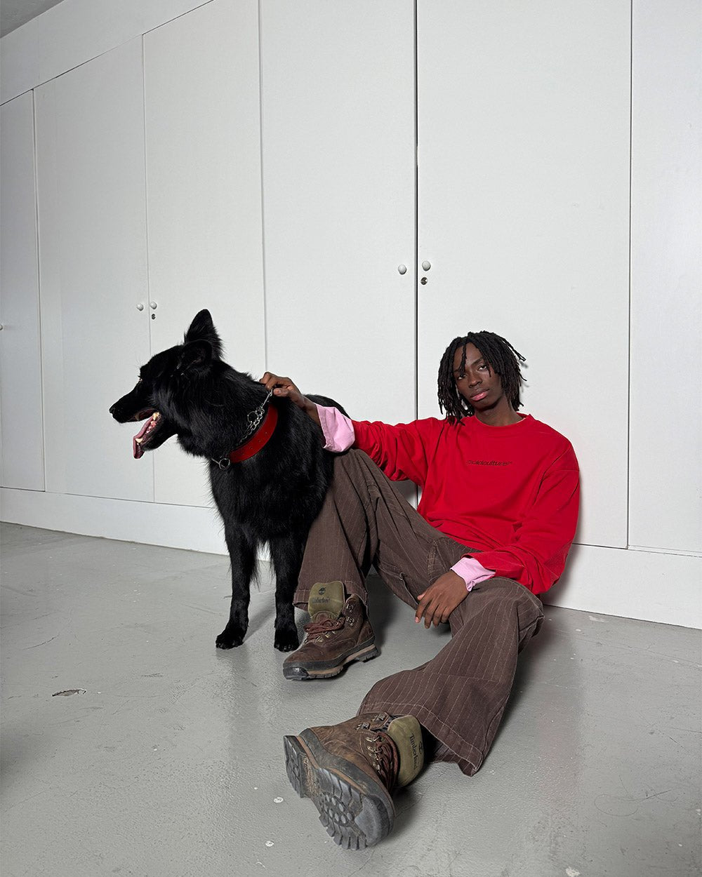 DISTRESS CURVED LONGSLEEVE RED - Cold Culture