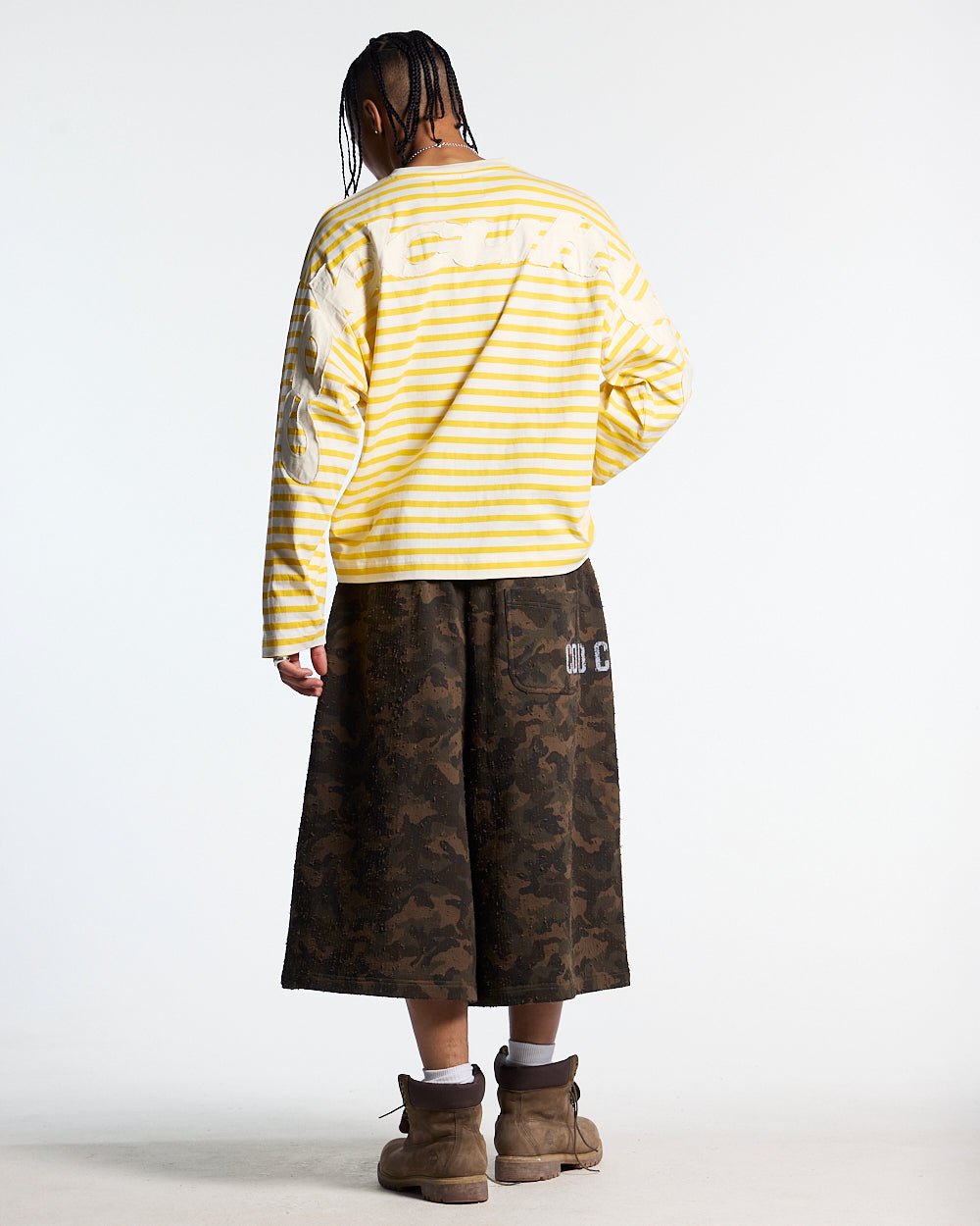 DISTRESS CURVED LONGSLEEVES YELLOW STRIPES - Cold Culture
