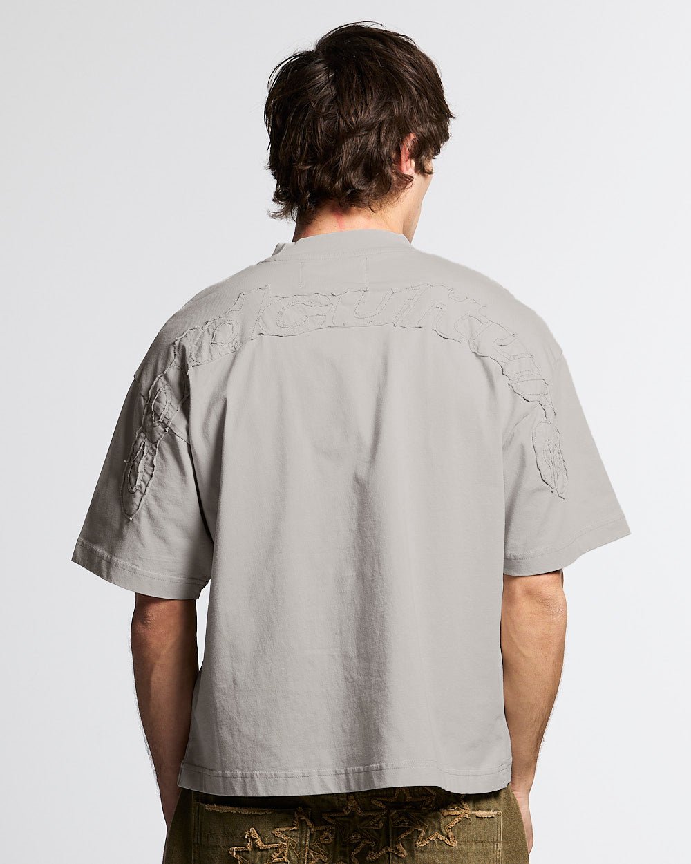 DISTRESS CURVED TEE PEARL GREY - Cold Culture