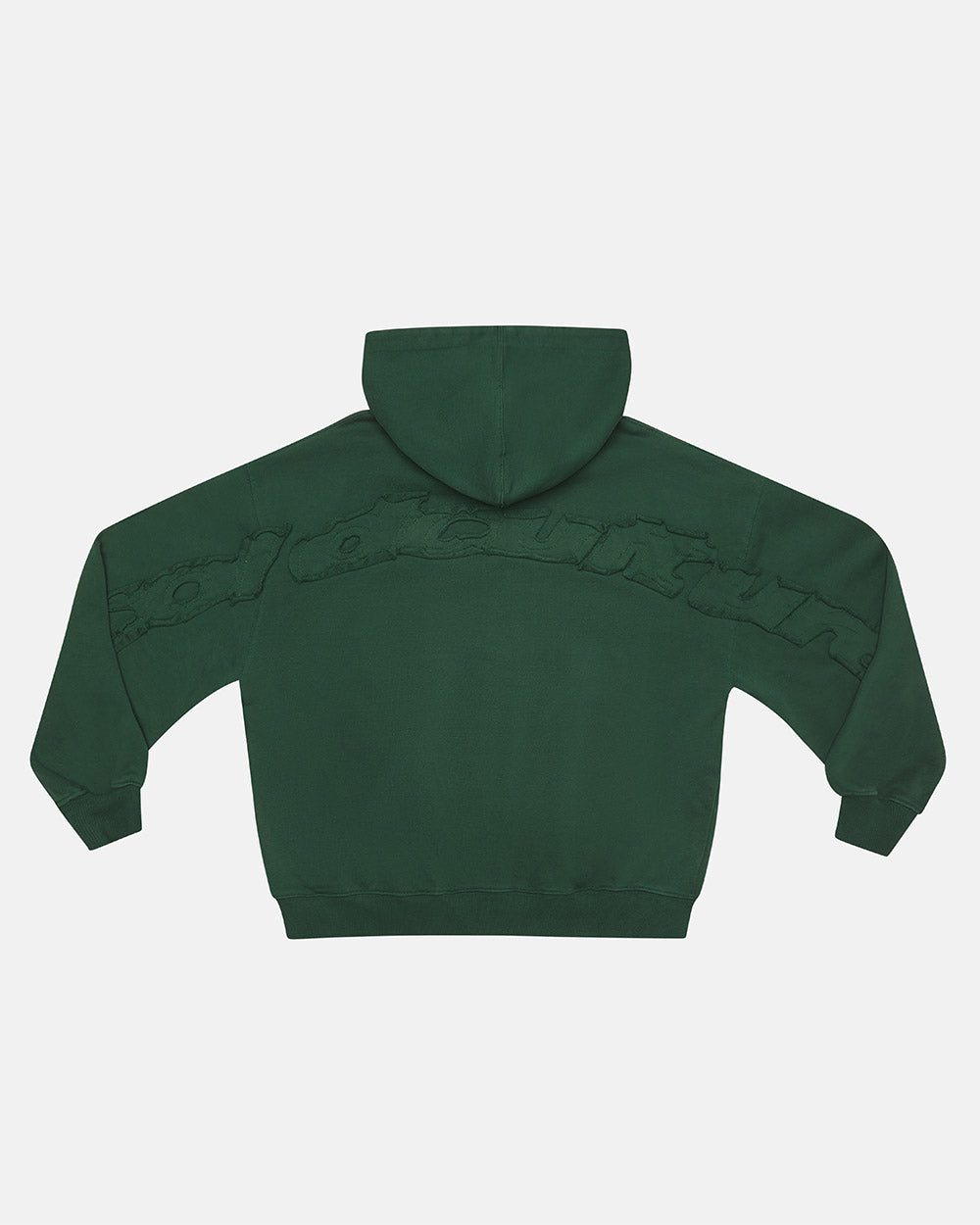 DISTRESS CURVED ZIP HOODIE GREEN - COLD CULTURE