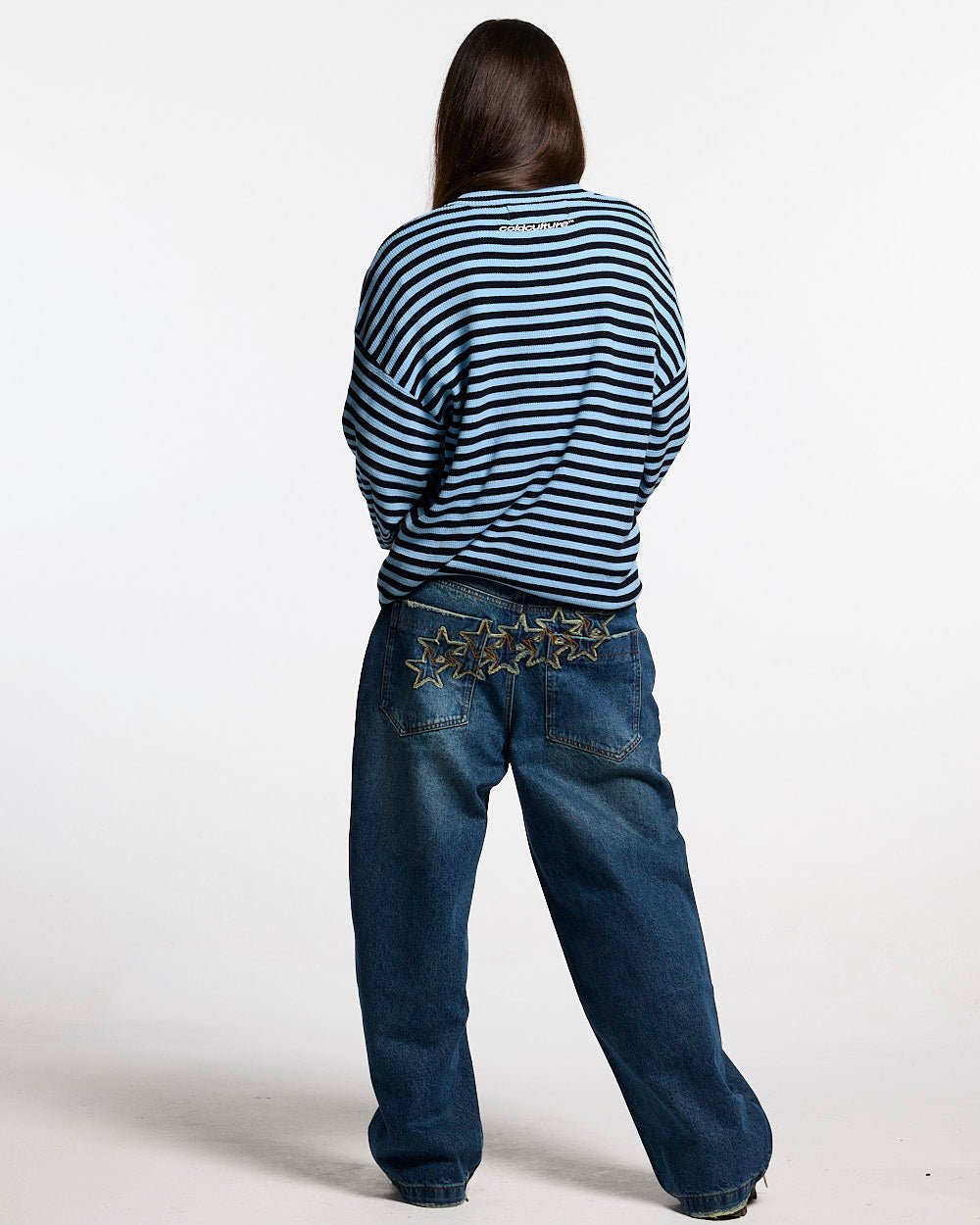 DISTRESS STARS V2 PANTS BLUE DENIM - Cold Culture #woman
