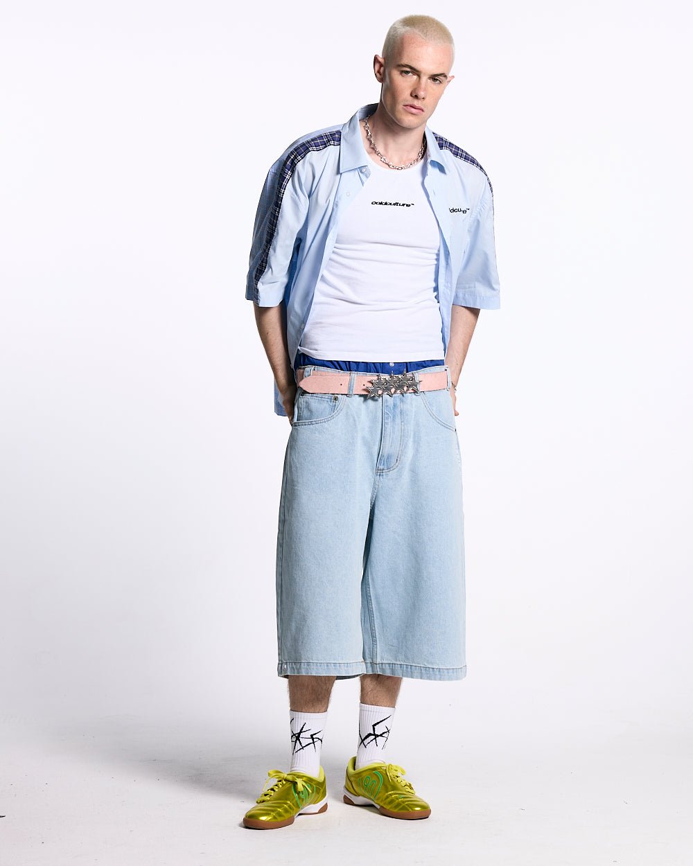 DOUBLE TARTAN SHIRT LIGHT BLUE - COLD CULTURE