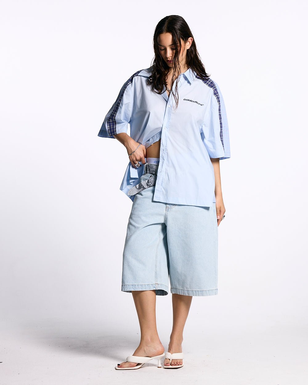 DOUBLE TARTAN SHIRT LIGHT BLUE - COLD CULTURE