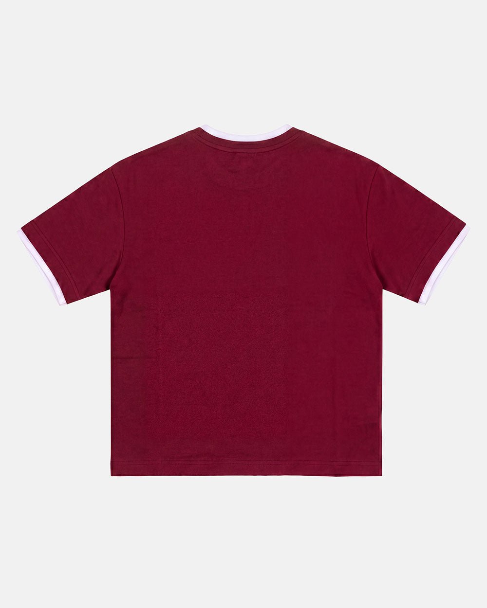 DOUBLE TEE BURGUNDY - burgundy pocket tee, back view - Cold Culture