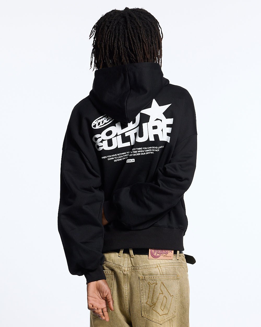 DOWN TO LUCK HOODIE BLACK AND WHITE - COLD CULTURE