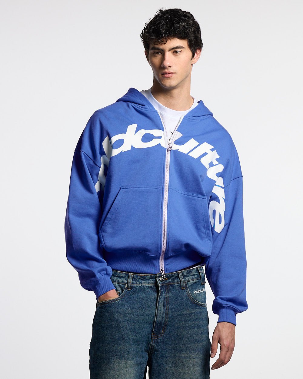 DRIVEN ZIP HOODIE BLUE & WHITE - Cold Culture #man