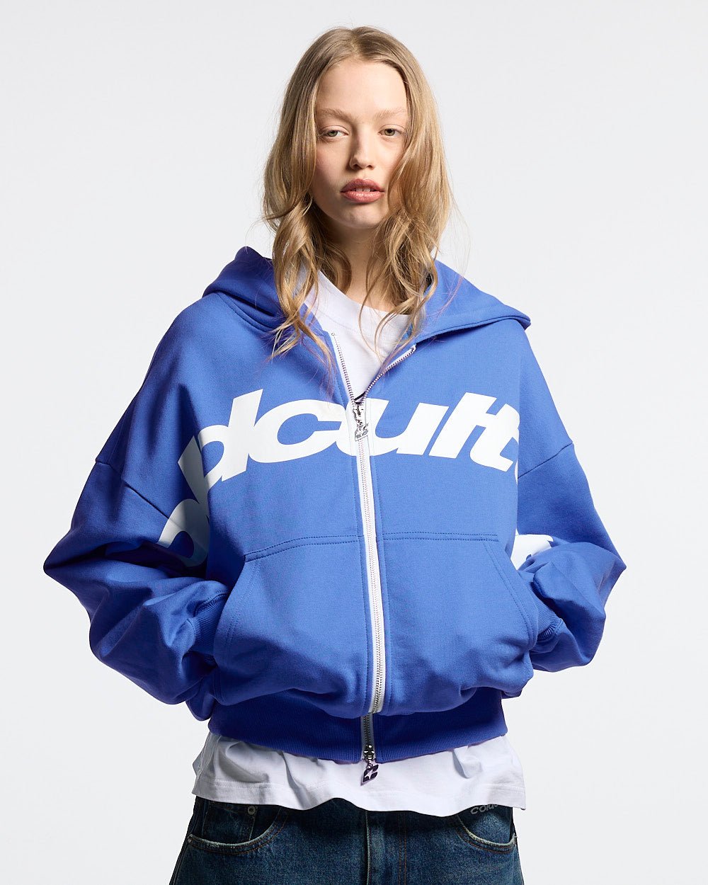 DRIVEN ZIP HOODIE BLUE & WHITE - Cold Culture #woman