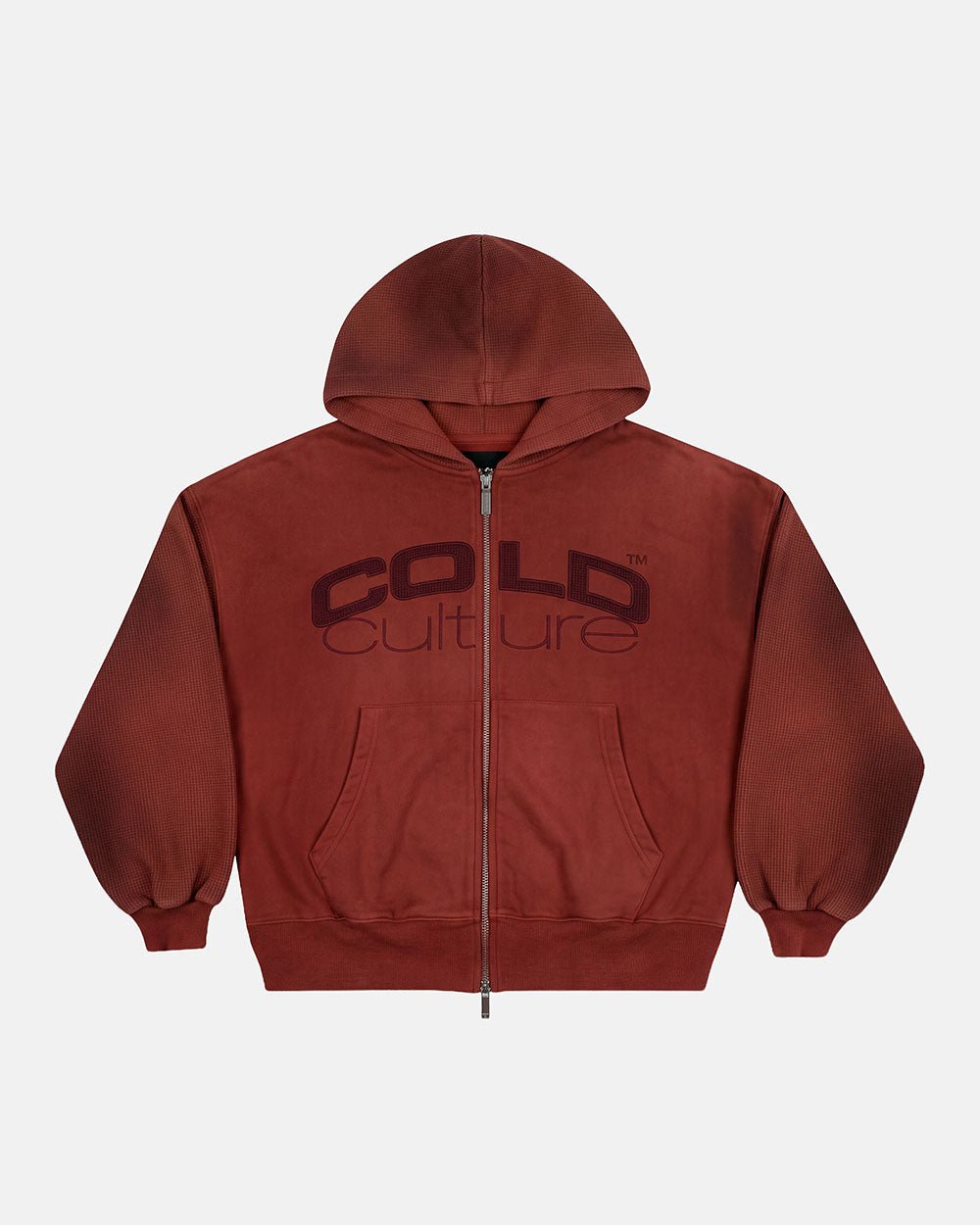 DUST 55 ZIP HOODIE RED - Cold Culture