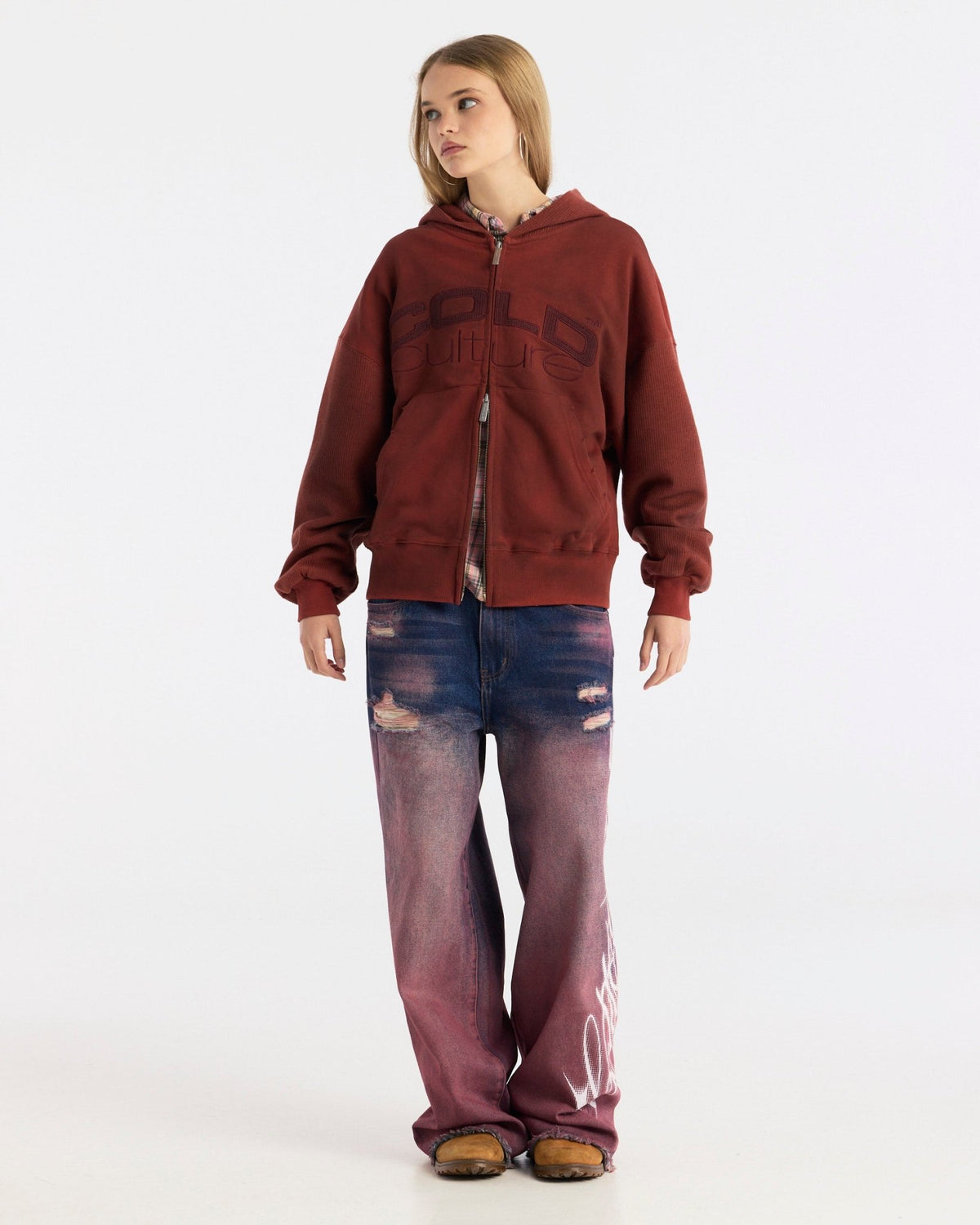 DUST 55 ZIP HOODIE RED - Cold Culture