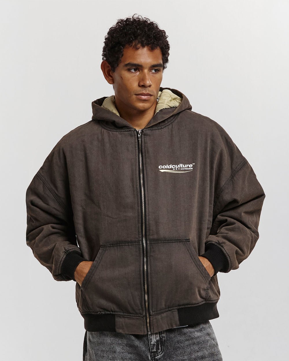 ENTERPRISE JACKET FADED DARK BROWN DENIM - COLD CULTURE