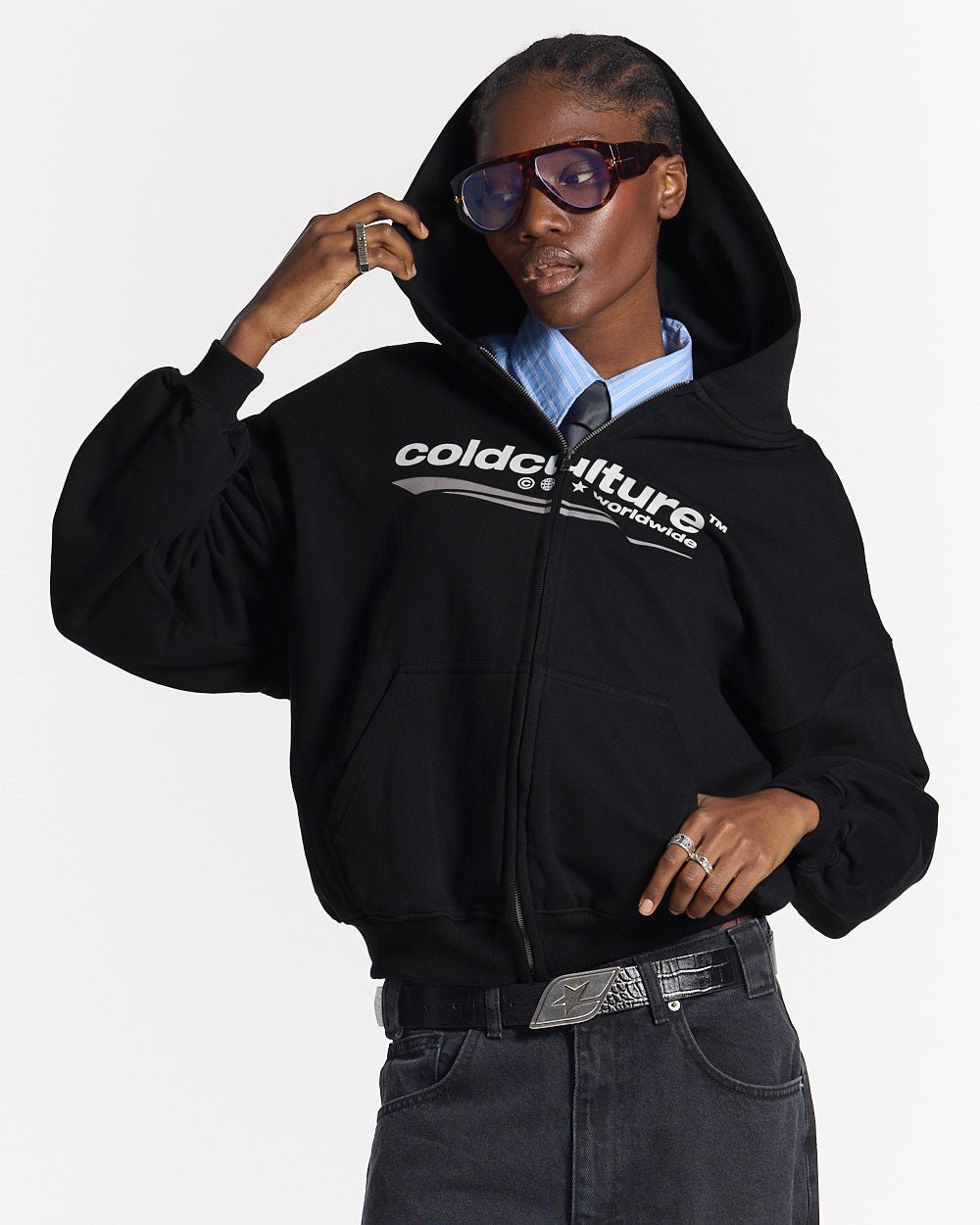 ENTERPRISE ZIP HOODIE BLACK - COLD CULTURE