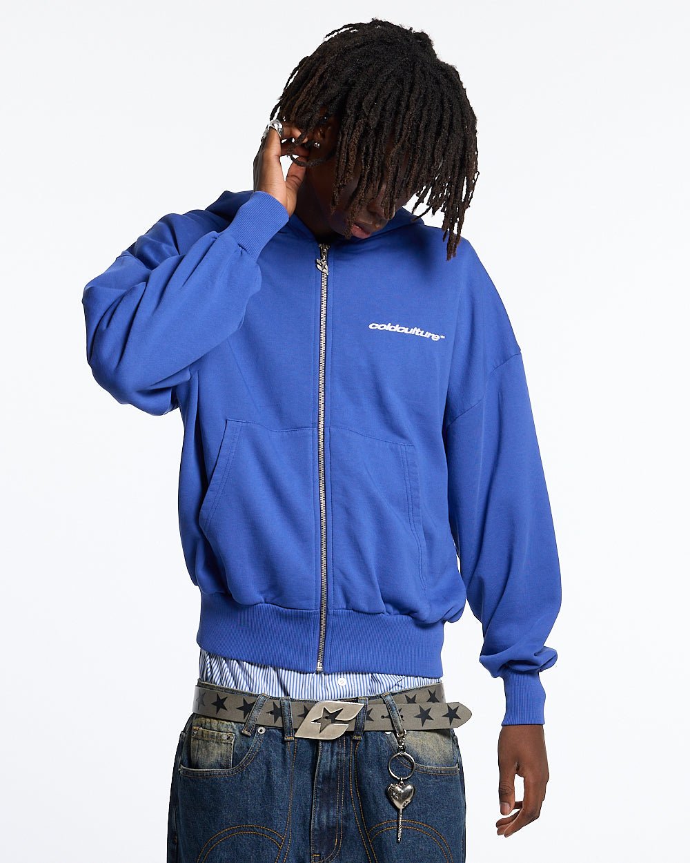 ESSENTIAL ZIP HOODIE ELECTRIC BLUE - COLD CULTURE