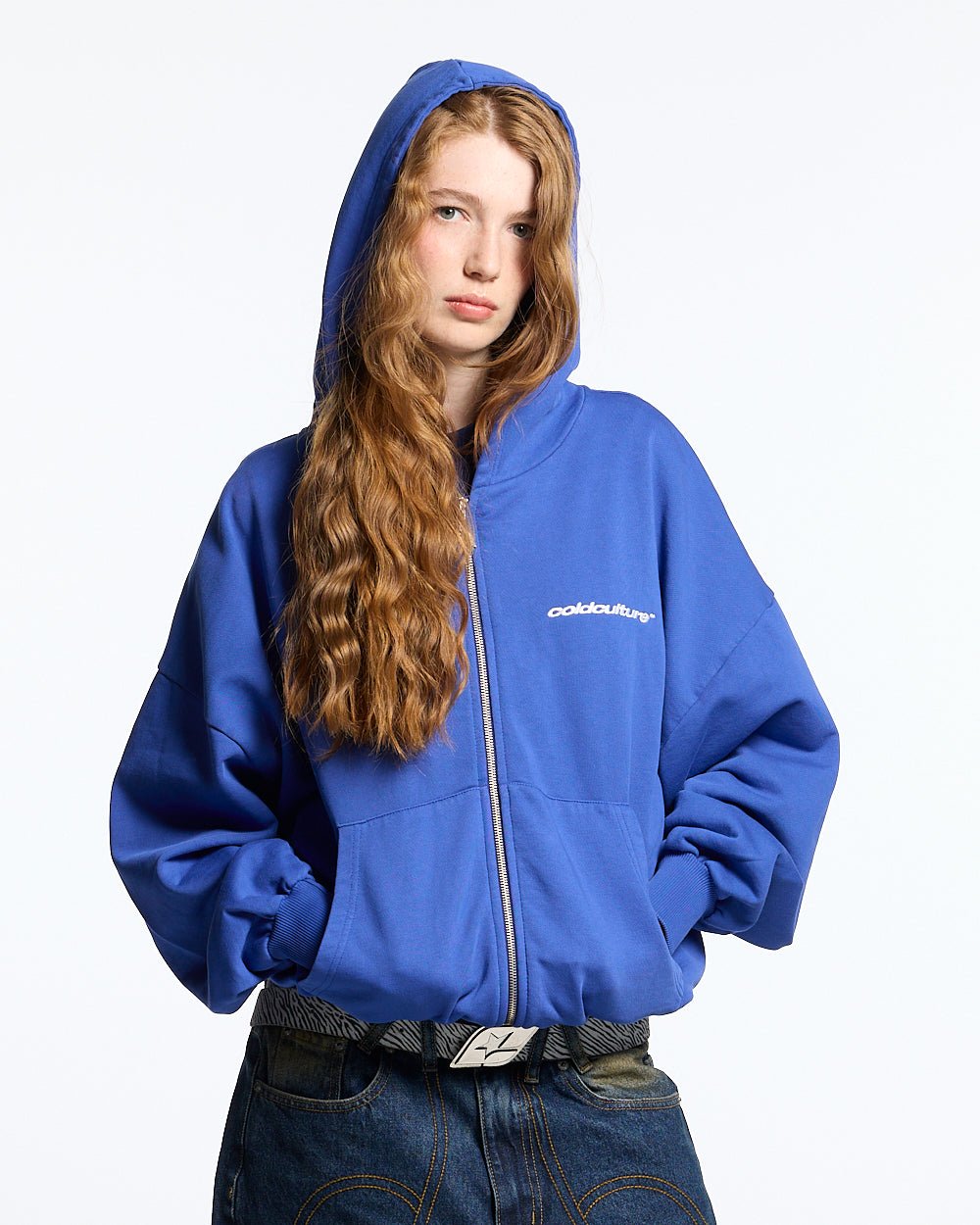 ESSENTIAL ZIP HOODIE ELECTRIC BLUE - COLD CULTURE