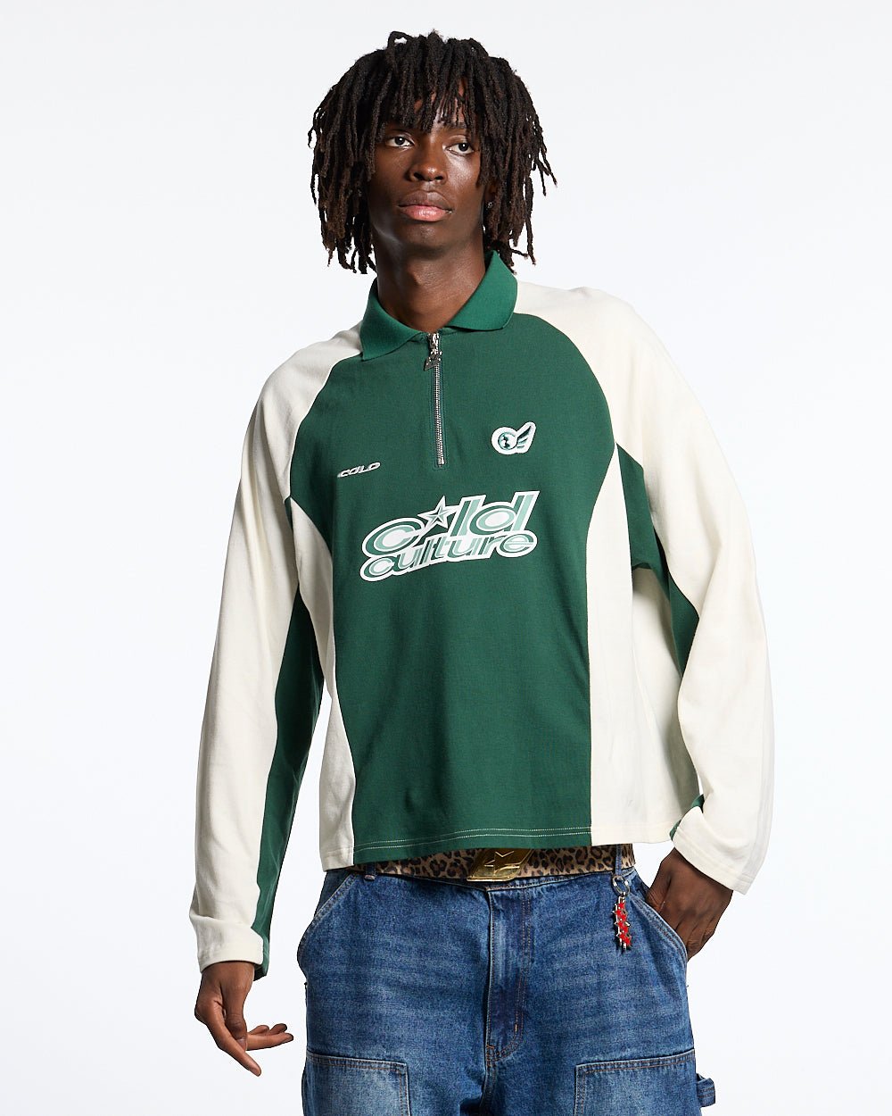 EXTREME POLO LONGSLEEVE GREEN AND BEIGE - COLD CULTURE #man