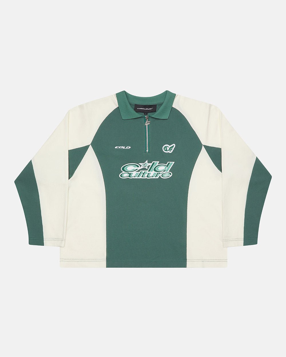 EXTREME POLO LONGSLEEVE GREEN AND BEIGE - COLD CULTURE