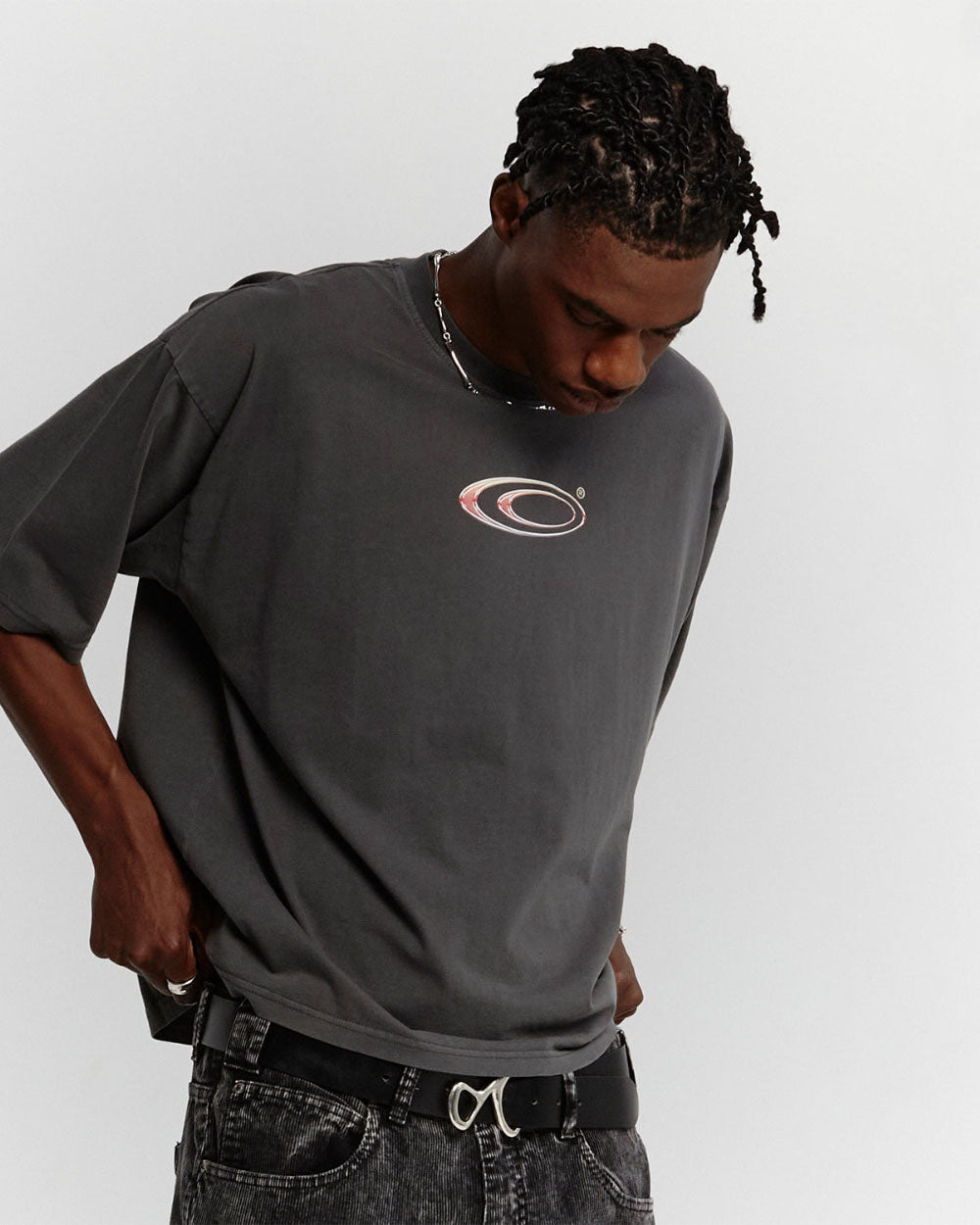 FADED METALLIC LOGO TEE HEAVY GREY - COLD CULTURE