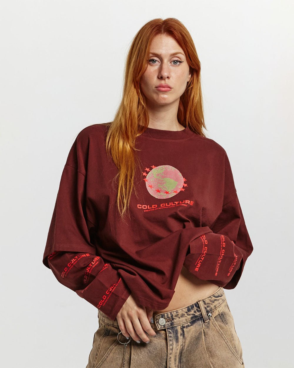FIRE EARTH LONG SLEEVE TEE OXIDE RED - COLD CULTURE