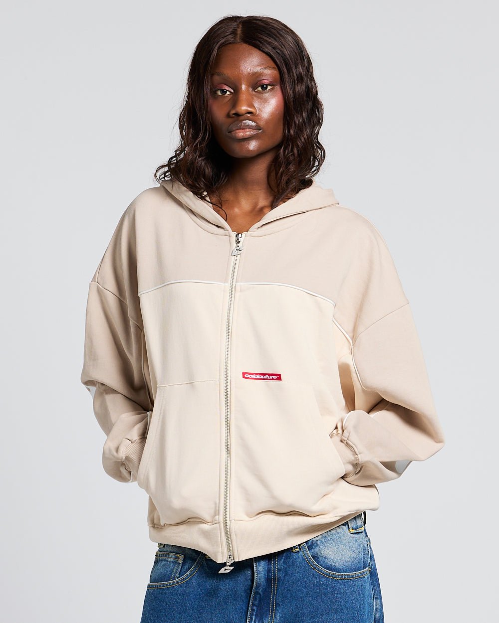 FLESH ZIP HOODIE BEIGE - Cold Culture