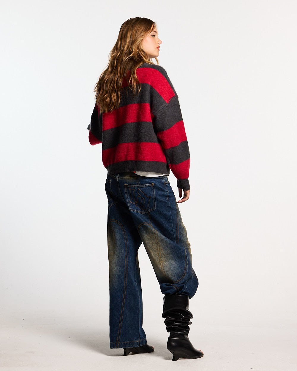 FLUFFY FUR KNIT BLACK & RED - Cold Culture #woman