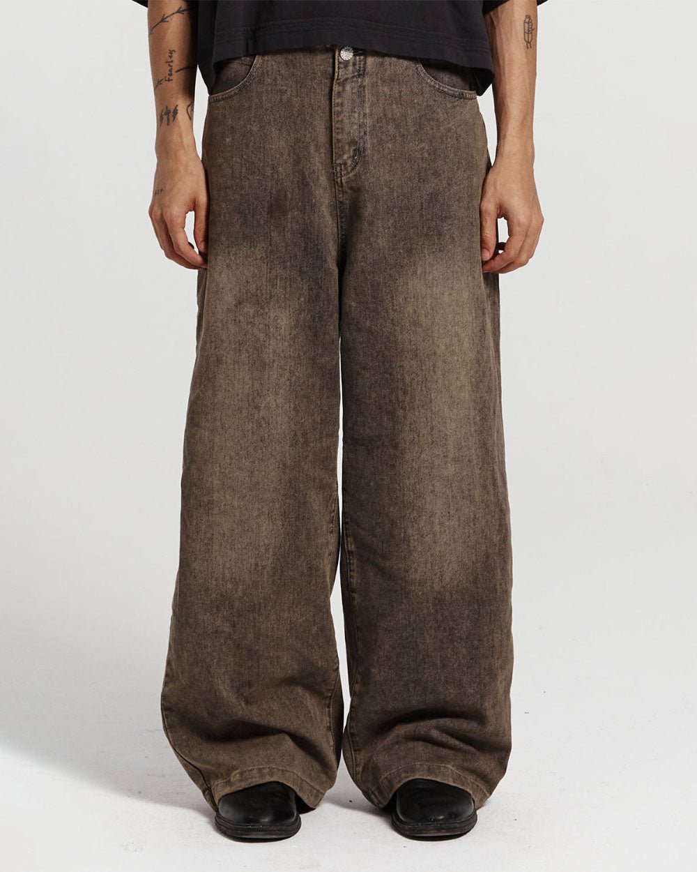 FRAYED WAISTBAND JEANS DUST GREY DENIM - COLD CULTURE