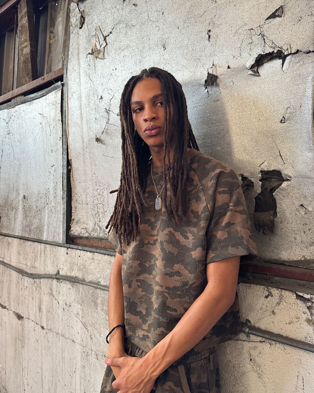FRONT LINE JORTS GREEN - green camo shorts, street style shot - Cold Culture