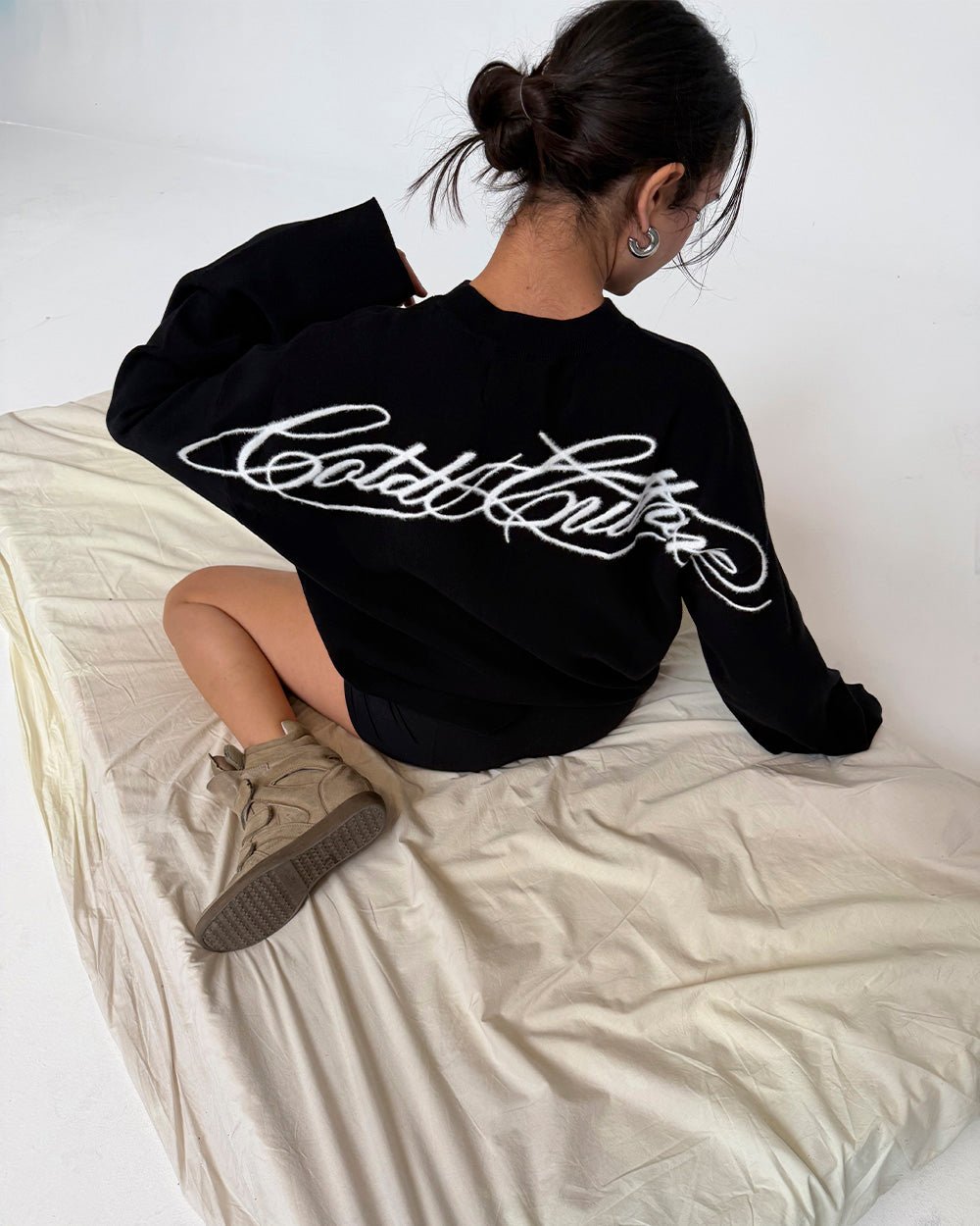 FURRY SCRIPT KNIT BLACK - Cold Culture