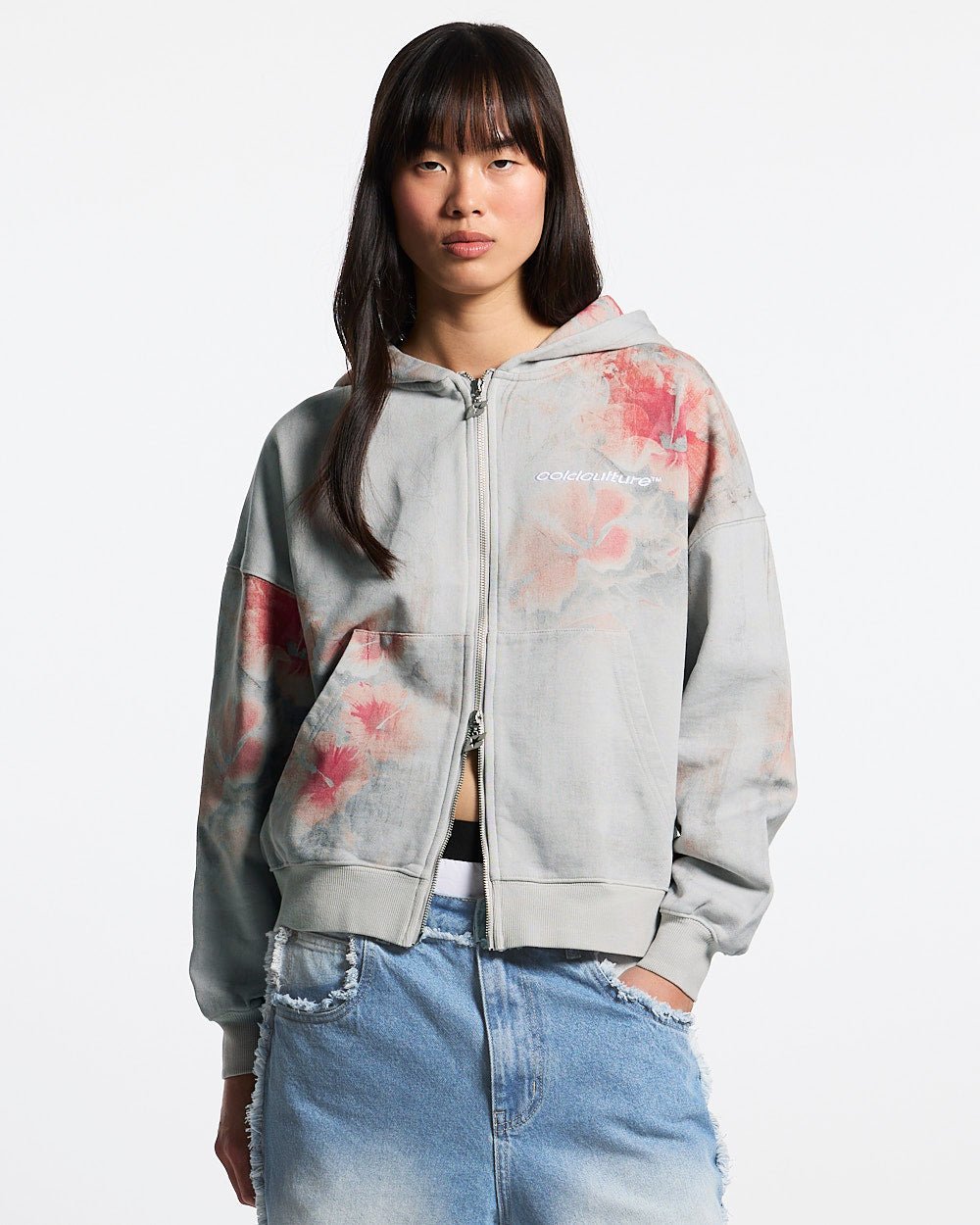 GARDEN N´ROSES ZIP HOODIE GREY - Cold Culture