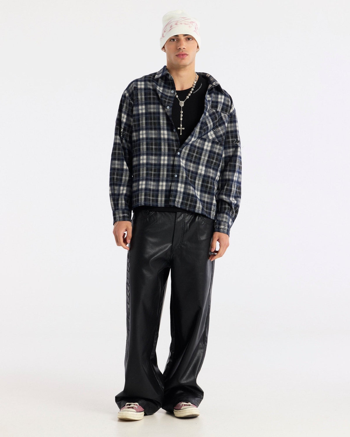 GLEENWOOD PLAID TARTAN SHIRT BLACK & WHITE - Cold Culture
