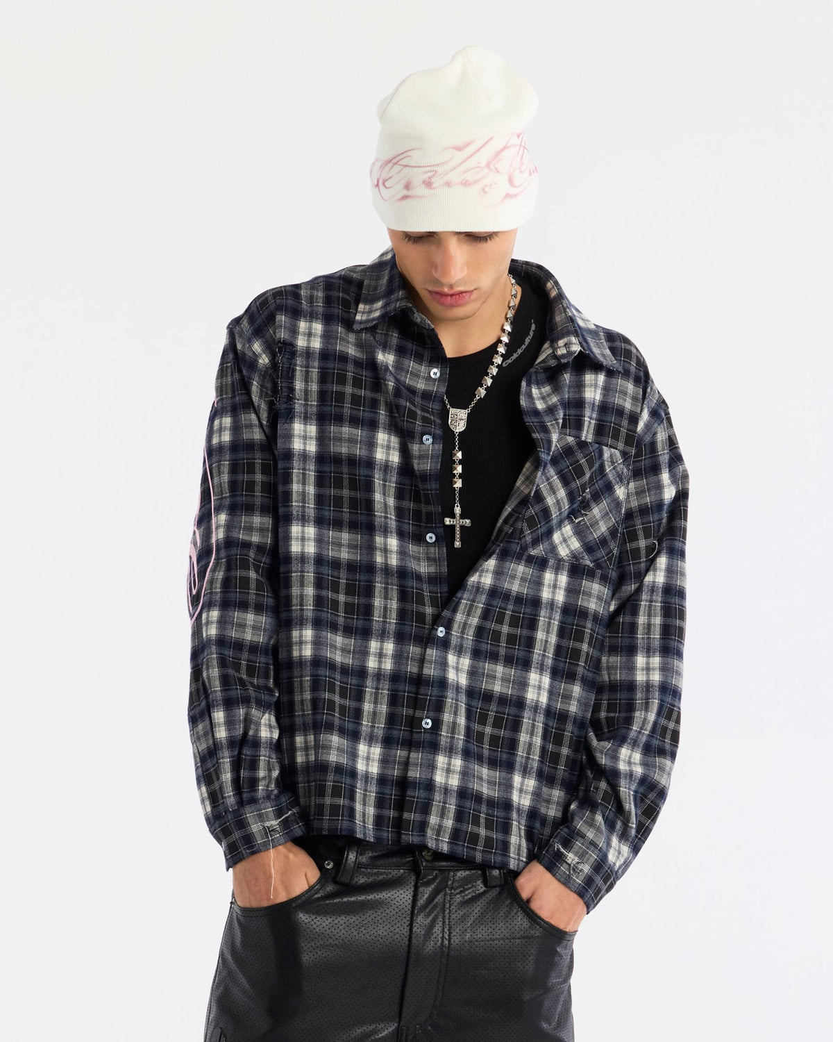 GLEENWOOD PLAID TARTAN SHIRT BLACK & WHITE - Cold Culture