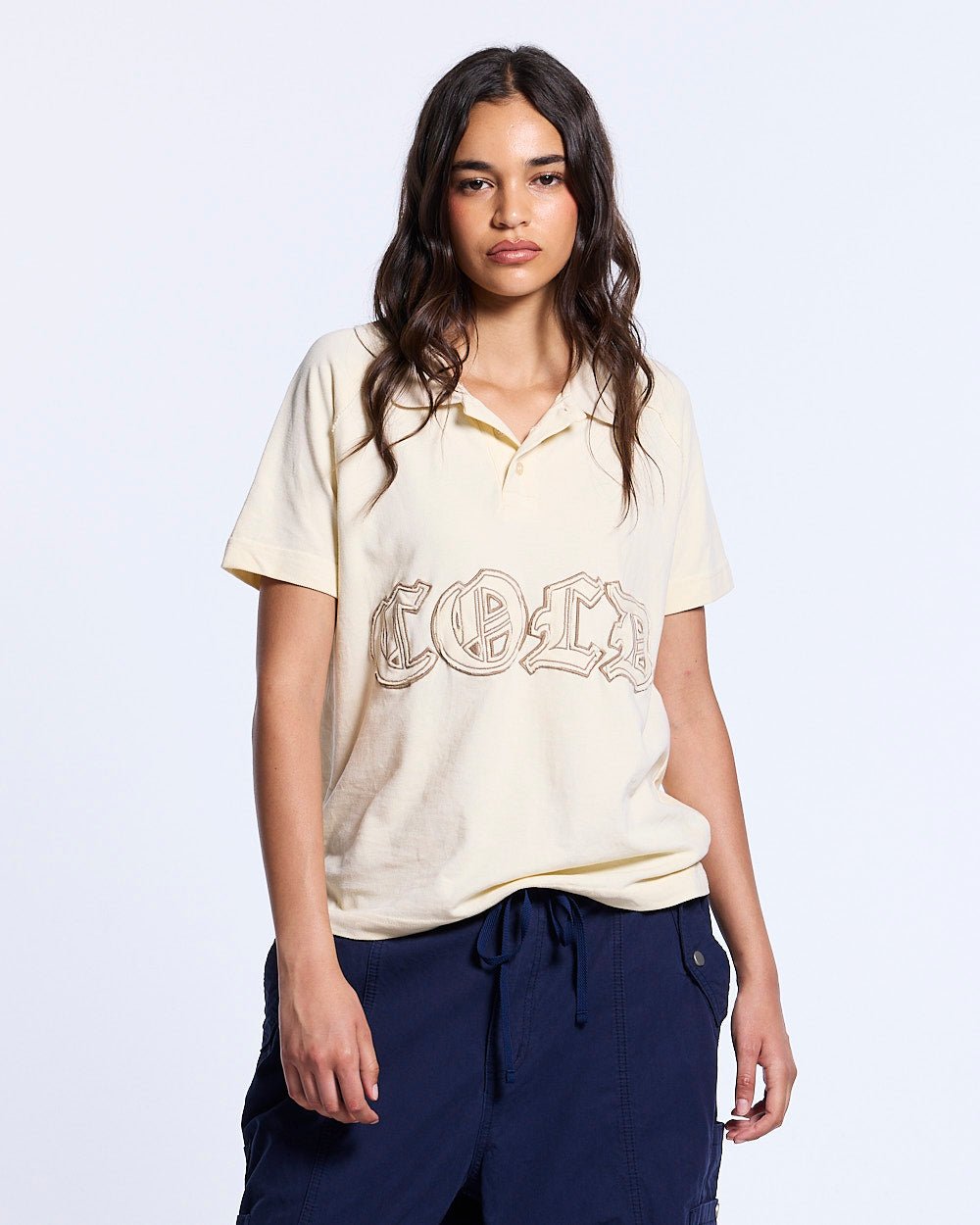 GOTHIC DISTRESSED POLO BEIGE - Cold Culture #woman