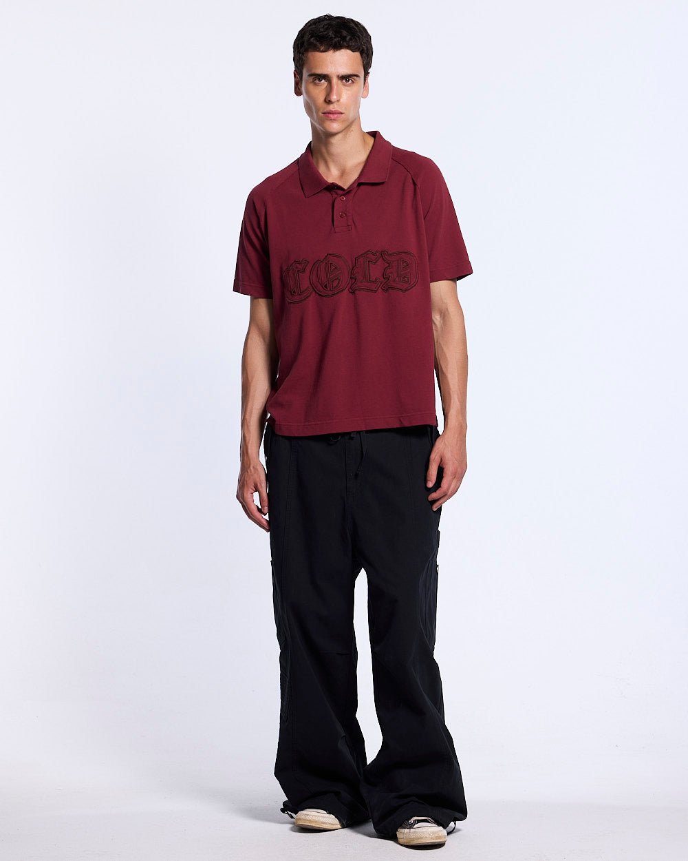 GOTHIC DISTRESSED POLO BURGUNDY - Cold Culture