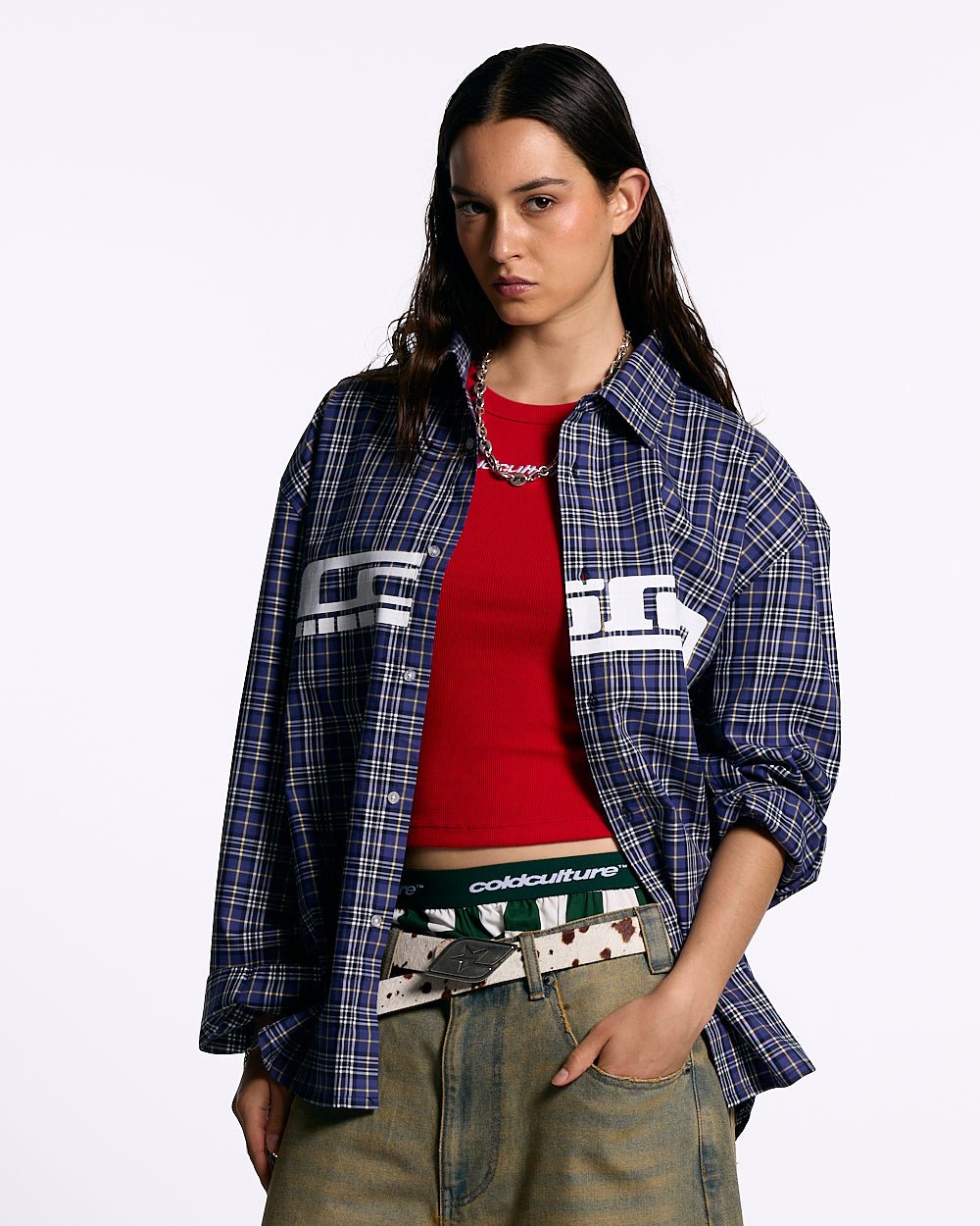 GRID SHIRT TARTAN DARK BLUE/GRAY - Cold Culture