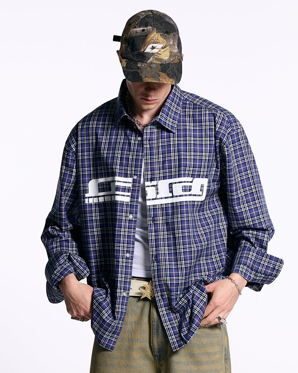 GRID SHIRT TARTAN DARK BLUE/GRAY - Cold Culture