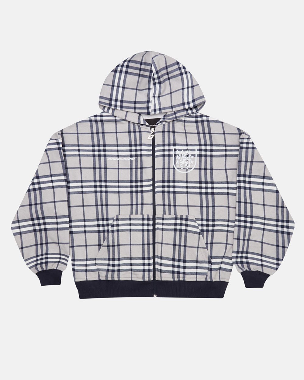 GRID ZIP HOODIE TARTAN DARK BLUE/GREY