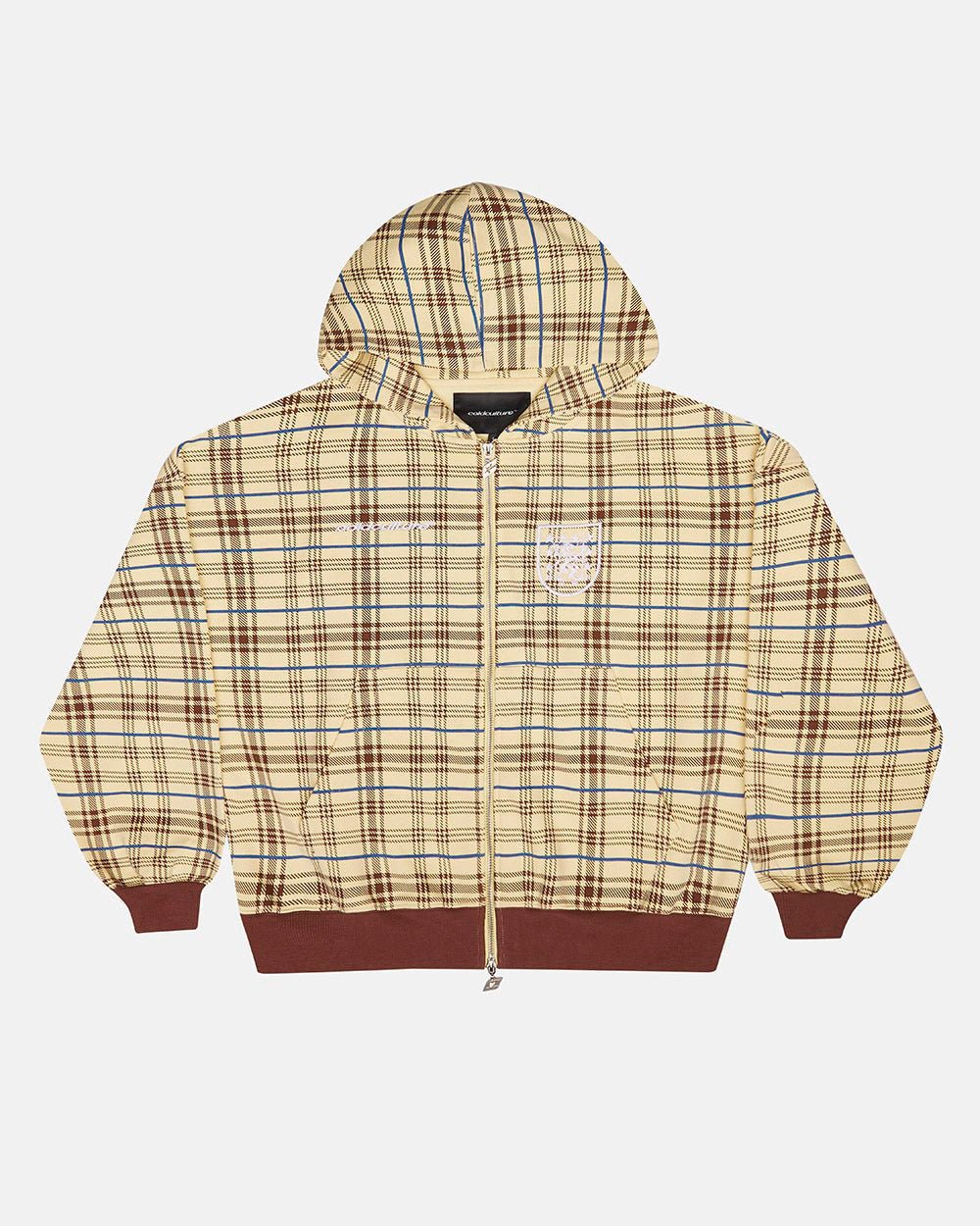 GRID ZIP HOODIE YELLOW & BROWN - Cold Culture