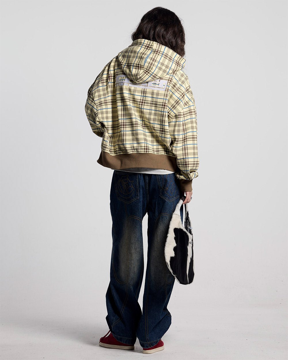 GRID ZIP HOODIE YELLOW & BROWN - Cold Culture