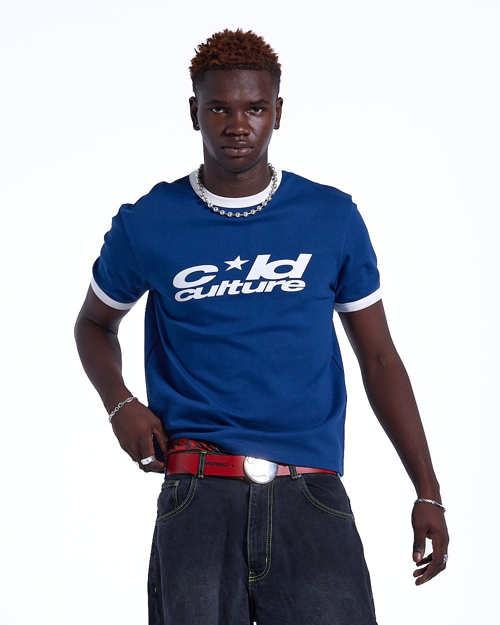 HARPER TEE DARK BLUE AND WHITE - COLD CULTURE