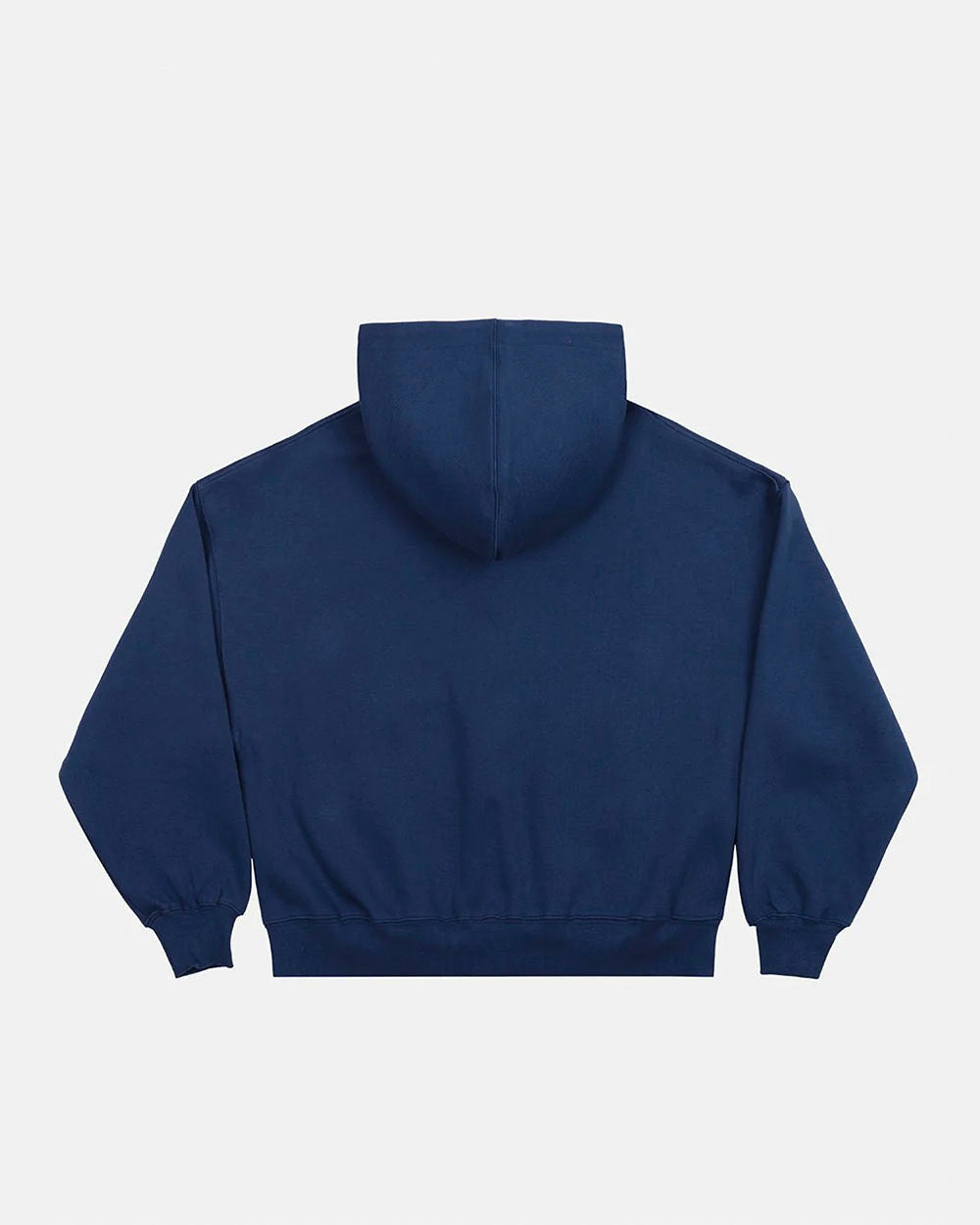 HIDE AND SEEK ZIP HOODIE NAVY - navy zip-up hoodie, back view - Cold Culture #packshot