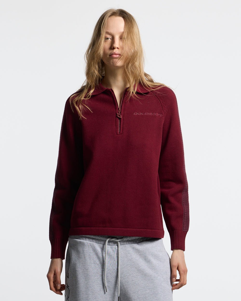 HIGHWAY QUARTER ZIP KNIT BURGUNDY - Cold Culture #woman