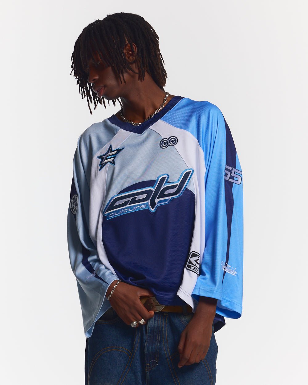 HOCKEY PLAYER LONGSLEEVE TEE NAVY/GLOSS BLUE - COLD CULTURE #man