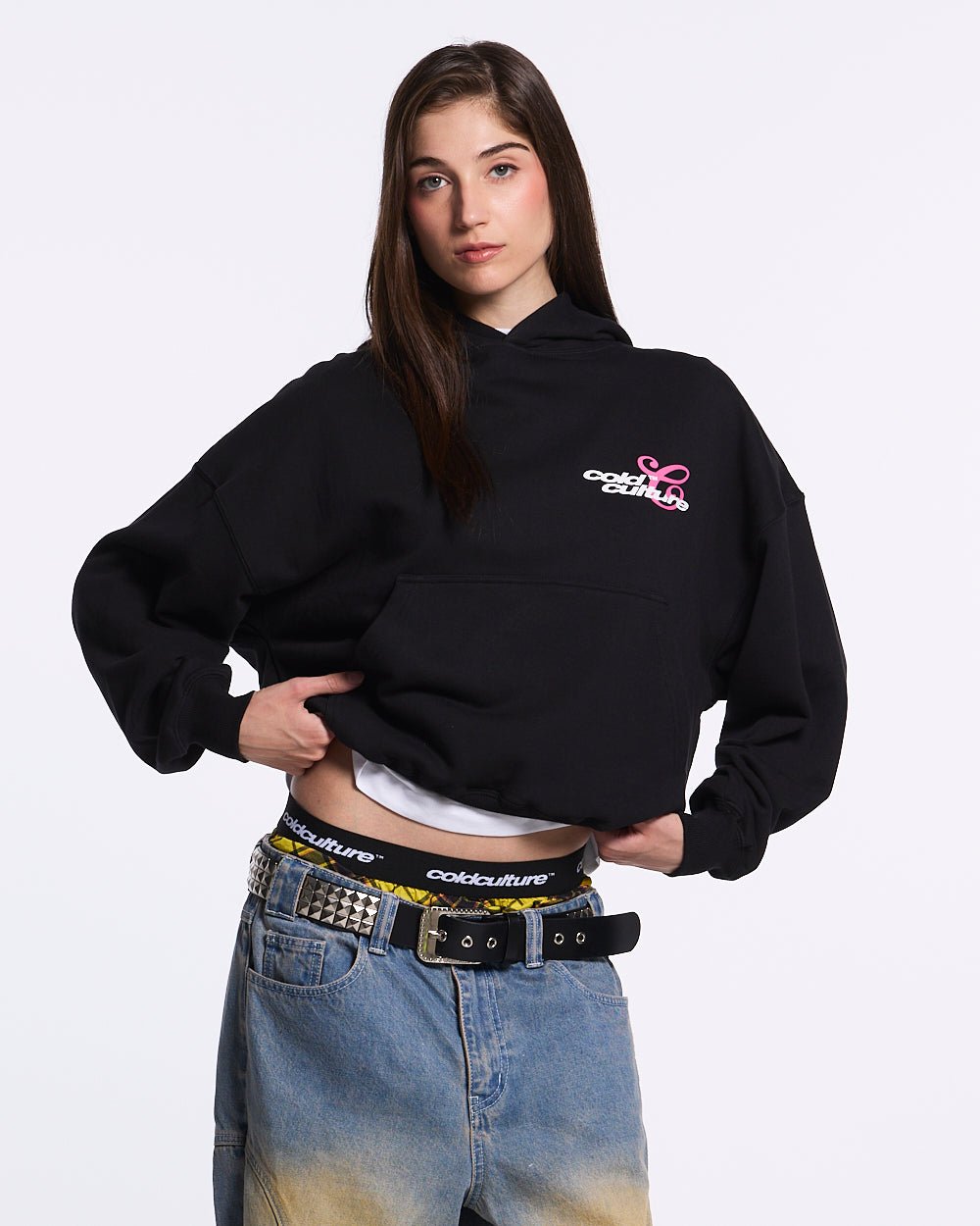 KISS THE BUNNY HOODIE BLACK - COLD CULTURE