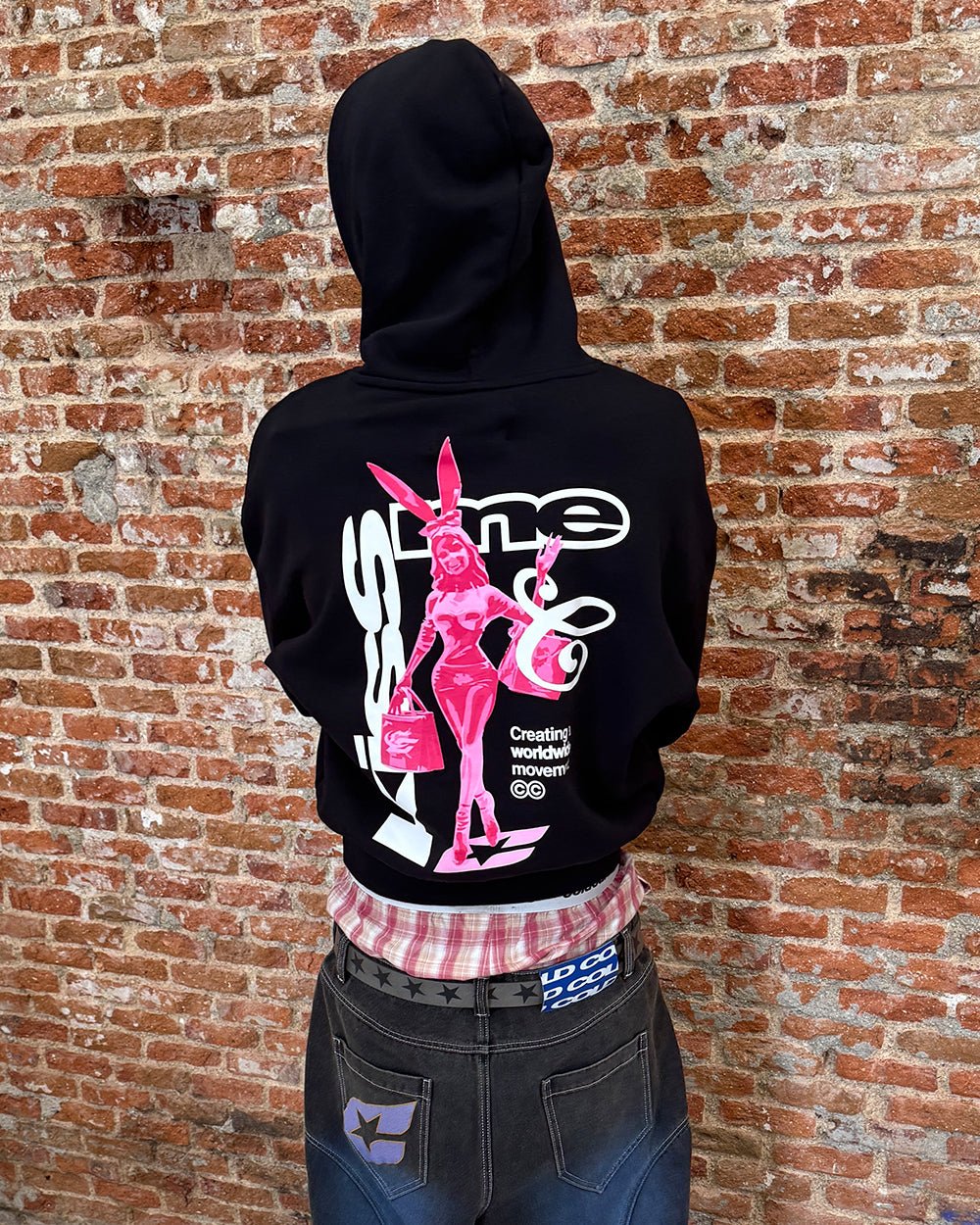 KISS THE BUNNY HOODIE BLACK - COLD CULTURE