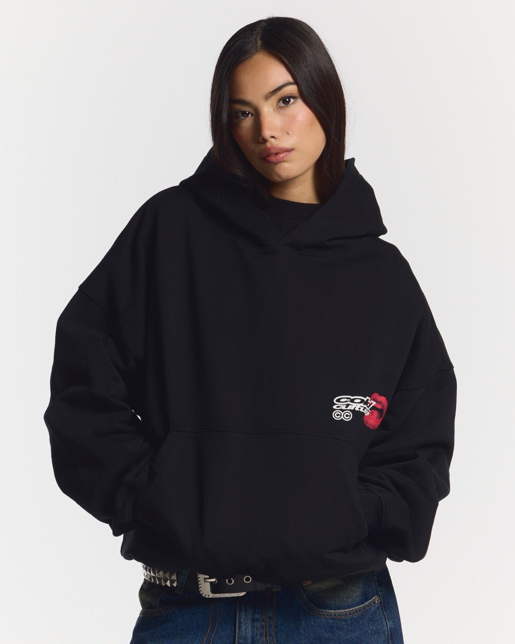 LIP COMBO HOODIE BLACK - COLD CULTURE #woman